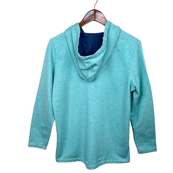 L.L Bean Hoodie Women's MP Mint Rugby Popover Sweatshirt Boating Nautical Beach - Picture 3 of 14